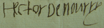 Signature d`Hector de Nourry, Transcription de sa déposition, ADSM G 3504 Privilège de Saint Romain